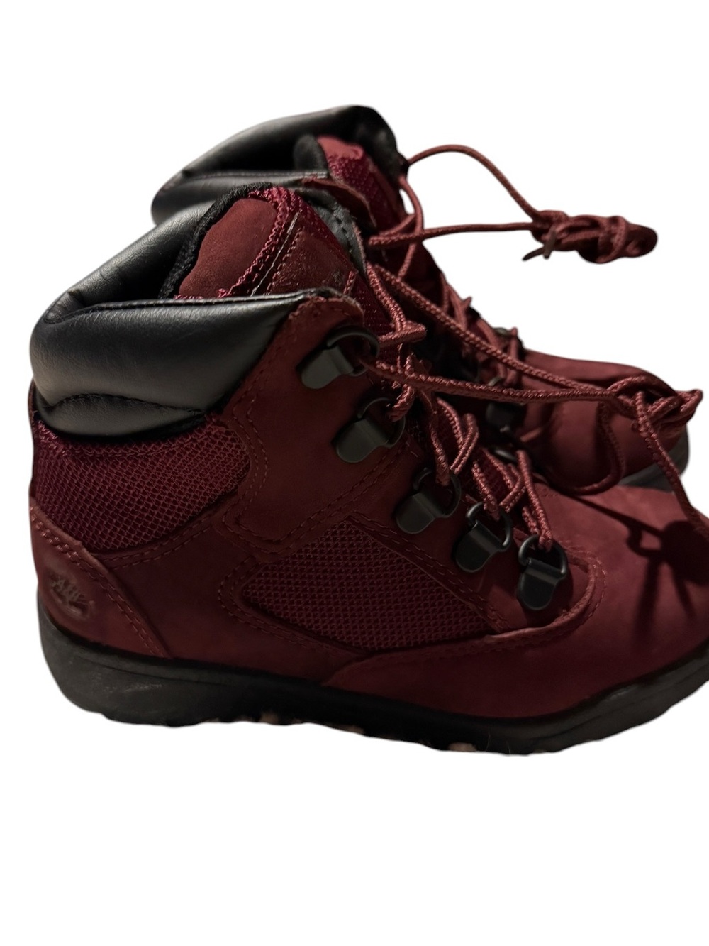 Timberland Kids Burgundy and Black Lace-Up Hiking Boots